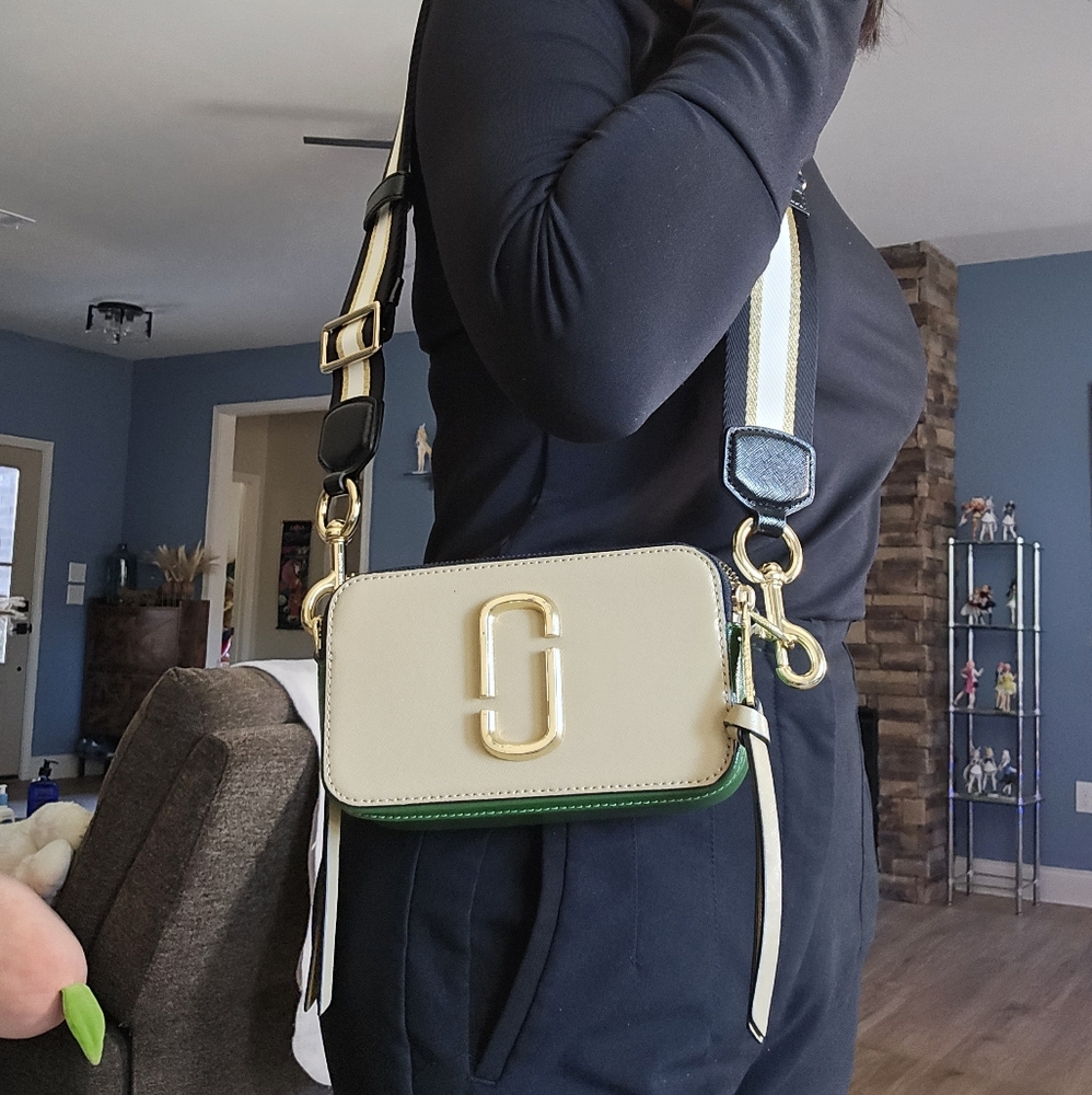 Authentic Marc Jacobs tylish Cream and Green Crossbody Bag